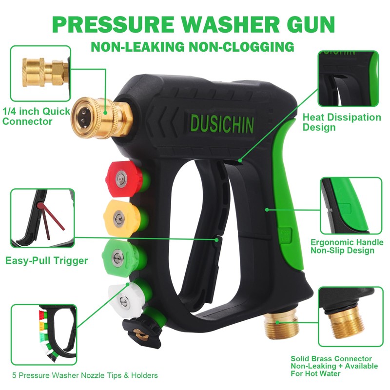 DUSICHIN Short Pressure Washer Gun Foam Cannon Nozzle Dual Connector