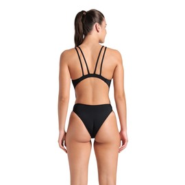 ARENA Women's Standard Performance Sports Swimsuit Solid Tech Back Multi Bathing Suit, New Black/White