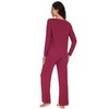 WiWi Women's Pajama Set Soft Long Sleeve Tee Pants Sleepwear
