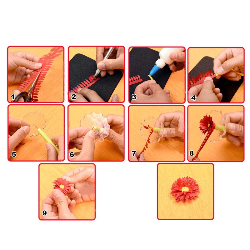 Woohome 143 PCS Paper Quilling Strips Flower Design Set Quilling
