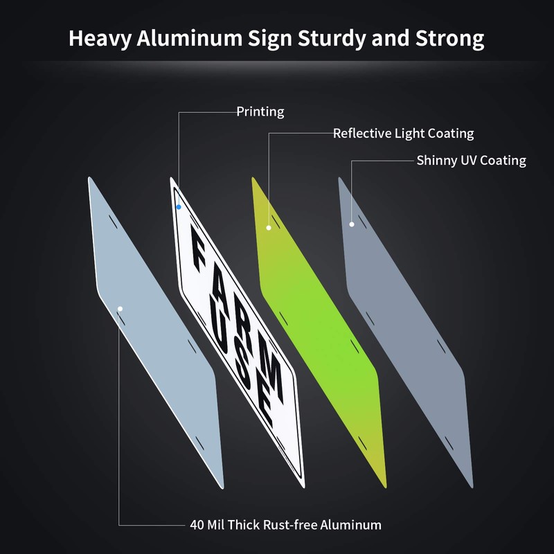 3-Pack Farm Use Id Tag Sign,12"x 6" .04" Aluminum Reflective