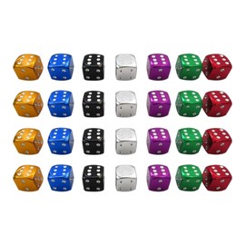 7 Color Car 28Pcs Metal Dice Wheel Tire Valve Cap Bike Tire Valve Stem Caps Bike Tire Valve Stem Caps for Decorative Tires and Protective Tires