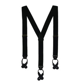 CTM Men's Canvas Button-End Old West Suspenders (Tall Available), X-long, Black