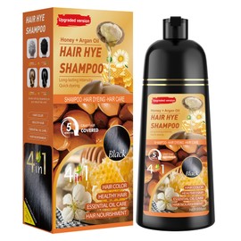 XYZCREATIVE Black Hair Dye Shampoo 3 in 1 for Women & Men 100% Gray Hair Coverage - Herbal Ingredients Natural Plant Hair Color - Hair Dye in Minutes 500ML