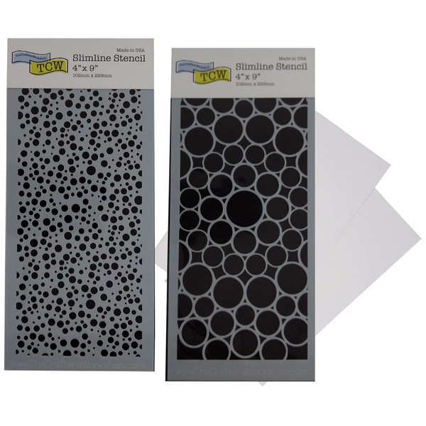 Mixed Media Stencils - Bubble Stencil, Dot Stencil - 4x9
