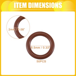 INFINAUTO O Ring Seal Gasket, 8.5mm ID x 2mm CS for Cars Trucks SUVs Trailers Orings Seal Washer Replacement Automotive Faucet Repair Brown, 50 Pcs