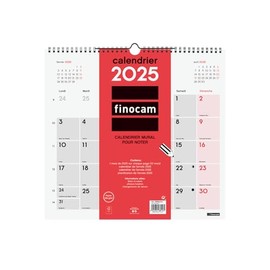 Finocam – Neutral Wall Calendar to Write 2025 1 Month Per Page January 2025 – December 2025 (12 Months) French