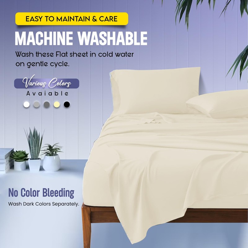 Linens World Microfiber Flat Sheets Super King Size Breathable, Anti