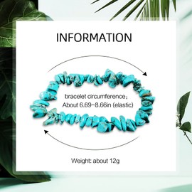 Natural Gemstones Chip Bead Bracelet for Men Women,Healing Chakra Bracelet Adjustable Slider Handmade Stress Relief Crystals Bracele (green turquoise)