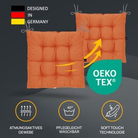 LILENO HOME Set of 4 Chair Cushions 07 Terracotta (40 x 40 x 6 cm) - Seat Cushions for Garden, Kitchen or Dining Room - UV-Resistant Indoor and Outdoor Chair Cushions as Chair Cushions (Linda FUM)