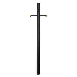 Solus 7-Foot Direct Burial Lamp Post – Aluminum Outdoor Light Pole with Decorative Cross Arm & Dusk-to-Dawn Sensor – Fits 3" Fixtures – Black, Bronze, or White – Made in USA (Black, Single)