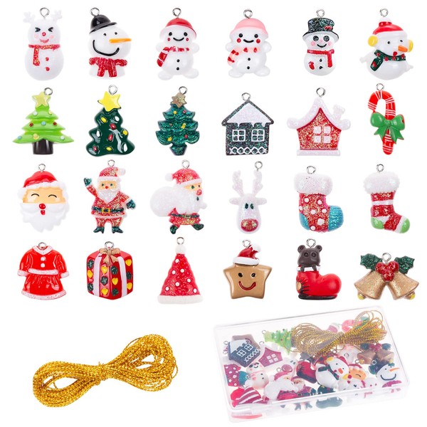 MELLIEX Pack of 24 miniature Christmas tree decorations, mini resin