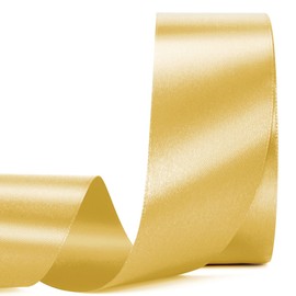 Champagne Gold Stain Ribbon 1 1/2 Inch,25 Yards Champagne Gold Solid Fabric Ribbons for Gift Wrapping Floral Bouquets Wedding Party Decoration