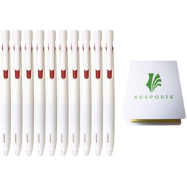ACEPORTE Zebra Blen Retractable Ballpoint Pen, Fine Point 0.5mm, 10 Pack (Red Ink/White body), Sticky Notes Value Set