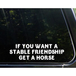 If You Want A Stable Friendship Get A Horse - 8-1/2" x 2" - Vinyl Die Cut Decal/Bumper Sticker for Windows, Cars, Trucks, Laptops, Etc.