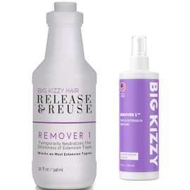 Big Kizzy Tape In Extension Remover, 32oz Refill Bottle + Free 8oz Release & Reuse Spray, Compatible with All Major Brands