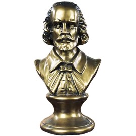 ZKSYLSM Shakespeare Bust Bronze Statue - 12 inches Resin Sculpture for Library and Piano Decor