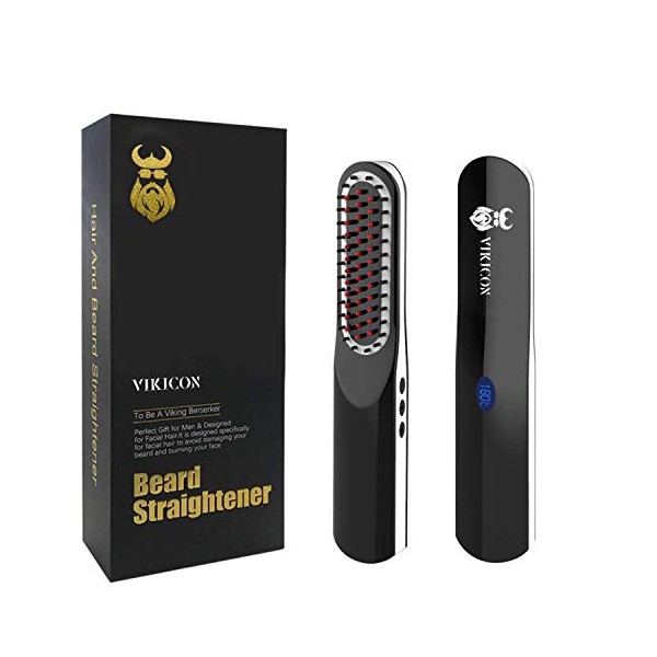 Beard Straightener for Men, Beard Straightening Comb with Cordless/Mini Sized/Auto Shut Off/Anti Scald for Traveling, Home, Dating, Meeting, Camping etc