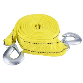 Qiilu Tow Strap, 4 m x 4.5 cm, Yellow, 5 Tonnes, Compatible with Car, Truck, Off-Road Vehicle, ATV, Motorcycle, Nylon, Hooks, Safety Hooks, Tow Rope, Tow Cable, Emergency Vehicle