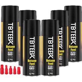 TBTeek Butane Fuel Refill, 180ml High Grade Butane Refill, Butane Fuel Canister for Universal Lighter, Torch Lighter, Butane Torch (6 Can)