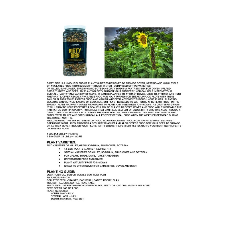 Domain Outdoor Dirty Bird 4.5Lb, 1/4 acre