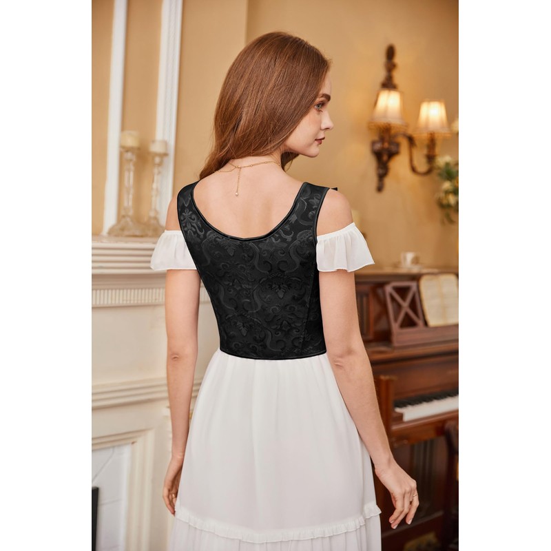 SCARLET DARKNESS Women's Steampunk Corset Vest Plain Lace-Up Medieval Bodice,