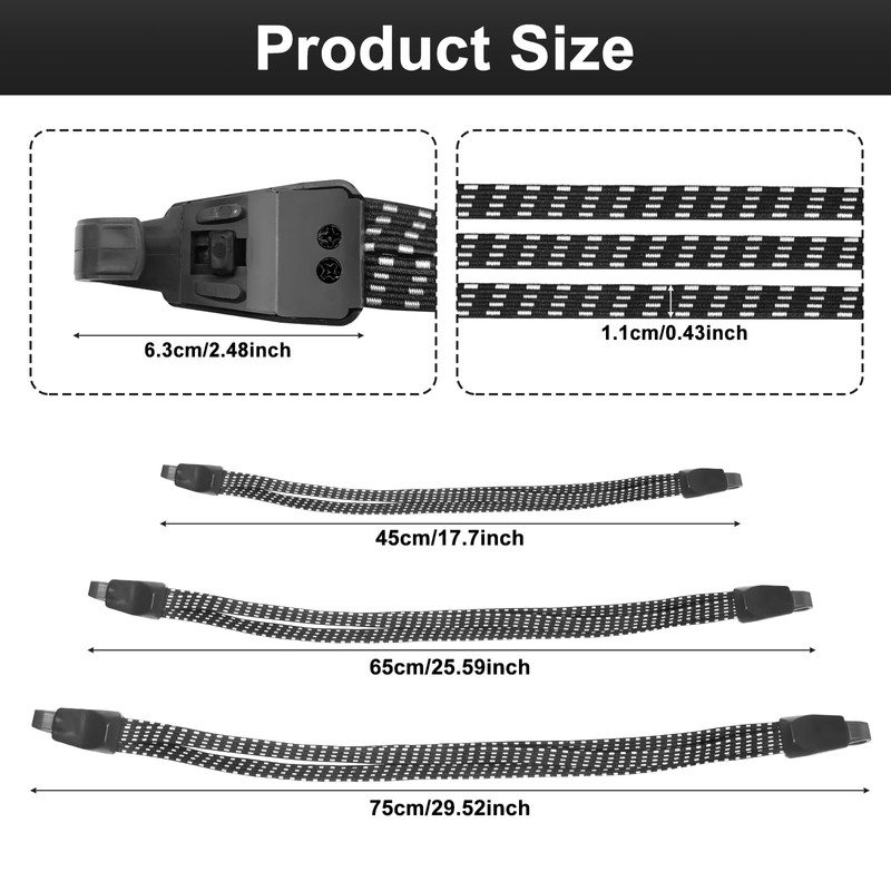 Pack of 3 Luggage Straps 45/65/75 cm 3 in 1