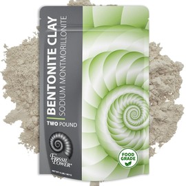 Bentonite Clay Food Grade Powder - 2 LB Pure Natural Powder for Internal and External Use-Great For Detox,Toothpaste, In Smoothies and More-Heal Damaged Skin-DIY Face Masks-Fossil Power Brand
