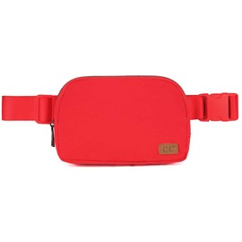C.C Unisex Adjustable Strap Waist Pouch Crossbody Belt Bag Fanny Pack, Red