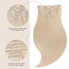 EnthayPow Clip in Hair Extensions Real Human Hair，Platinum Blonde Hair