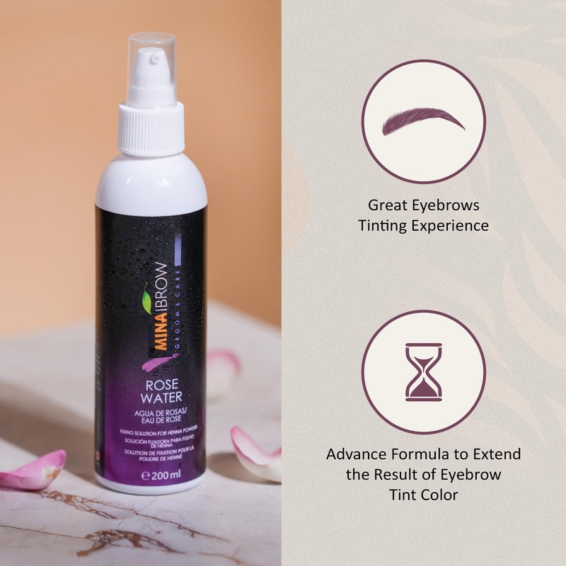 Mina Rose Water Facial Toner And Eyebrow Henna Tint Fixing