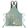 LshyMn Afternoon Tea Apron 33.4x27.5 Inches Modern Retro Grid Plant