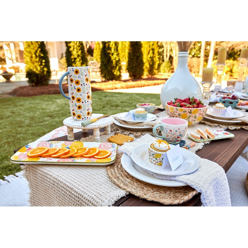 Mud pie Pitcher Set, Floral, pitcher 51 oz | spoon