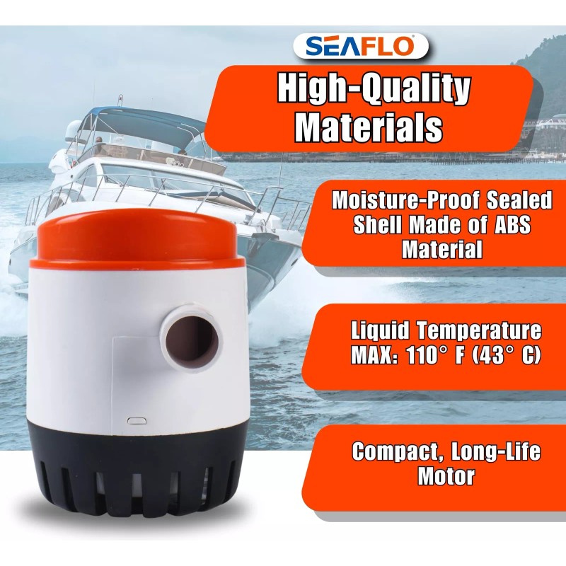 SEAFLO 12V 750 GPH Automatic Bilge Pump with Float Switch