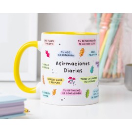 The Yellow Clip - Taza Afirmaciones Positivas Diarias, En Español, Mantras (Amarillo)