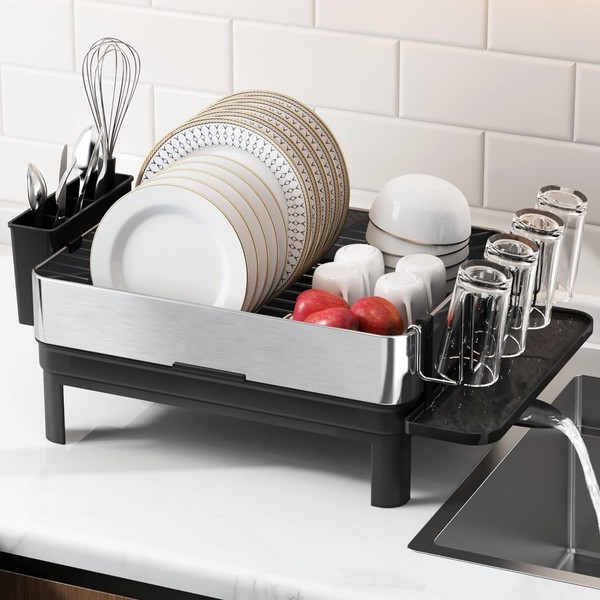 BOOSINY Dish Racks for Kitchen Counter, 304 Stainless Steel Large