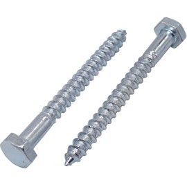 (Pack of 25) DIN 571 Galvanised Steel Hexagon Wood Screws M6 x 60 mm, Hex Bolt, Key Screw, Hex Bolt, Carriage Bolts (25, M6 x 60 mm)