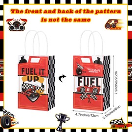 Pajean 16 Pieces Race Car Fuel Treat Bags Boxes Racing Car Party Goodie Bags Wrap Paper Bags with Handles Birthday Party Decorations Baby Favors Supplies Gifts