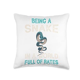 Snake, Terrarium, Funny Snake Lovers World Full Of Rats, funny Snake Throw Pillow, 16x16, Multicolor