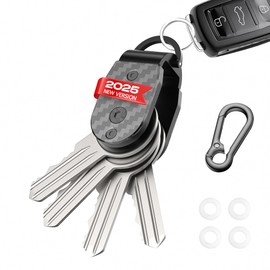 QEG Mini Key Organizer,Keyholder Keychain, Compact Metal Key Case, Minimalist Innovative Key Fob,Key Organiser, Keychain For Men,Holds 2-5keys(Carbon fibre), Carbon Fiber, 40*21*21