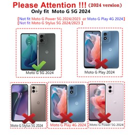 SunStory Moto G 5G 2024 Case with HD Screen Protector & Slide Camera Cover & Rotatable Kickstand, Military-Grade Protection, Blue