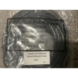 Unbranded/Generic 25ft Cat.5E UTP Ethernet Network Booted Copper Patch Cable Gold Plated RJ45 Plug