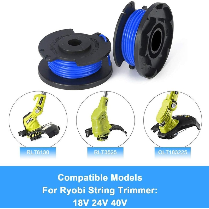 6 Pack String Trimmer Spool Replacement for Ryobi One Plus