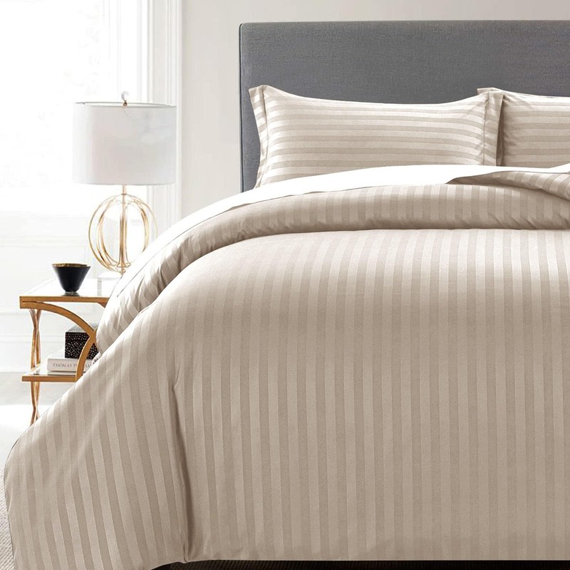 MOONLIGHT20015 Single Duvet Cover Set Reversible Stripes Satin Bedding Set