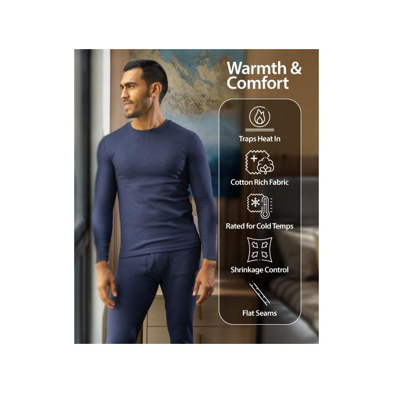 Indera Men's Traditional Waffle Thermal Long Johns Underwear, Natural, Large