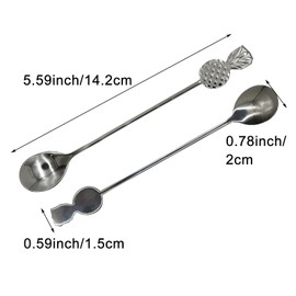 Pinenjoy 8Pcs Pineapple Spoon Forks 5.6inch Silver 18/10(304) Stainless Steel Teaspoon and Fruit Fork Set for Coffee Tea Dessert Ice Cream Salad Appetizer