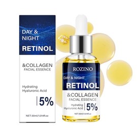 Esencia facial de retinol y colágeno, suero facial firme y regordete antienvejecimiento, reduce la línea fina, suero de día y noche con ácido hialurón