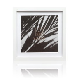 VUVUZULA Square Picture Frames 10x10 Inch White Photo Frame with Mount for 8x8 Inch Photo with Real Glass for Wall