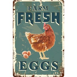 Vintage Chicken Coop Metal Signs - Farm Fresh Eggs Chicken Tin Sign, Funny Metal Signs Accessories Outdoor Home Wall Decor 8x12 inch