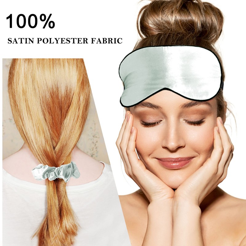 PiccoCasa Pillowcase Set of 2 Zippered Satin Blindfold with Headband